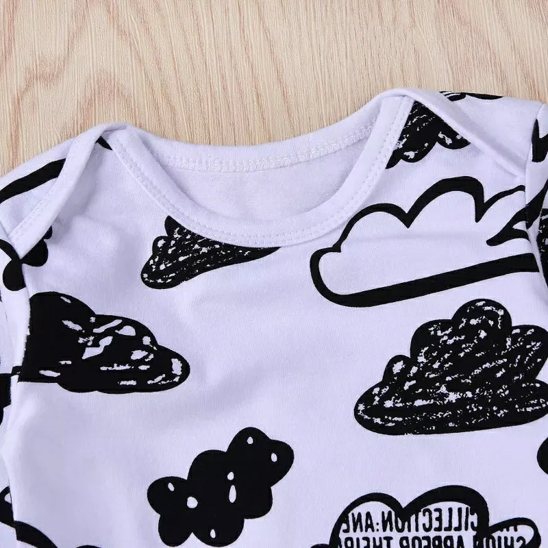 3-piece Cloud Printed Sweatshirt & Pants & Hat for Baby Boy 190433