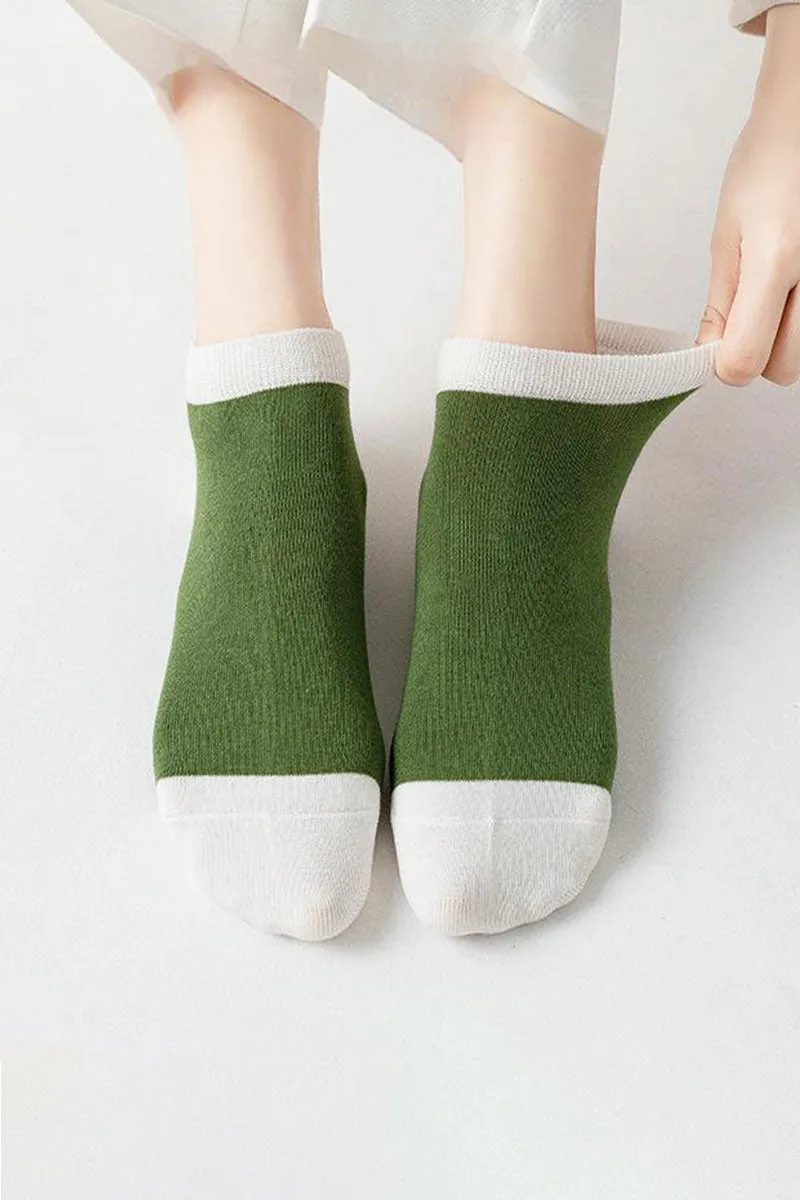 5PAIRS WOMEN SOCKS TWO TONE ANKLE SOCKS, 5PCS PER 1PACK