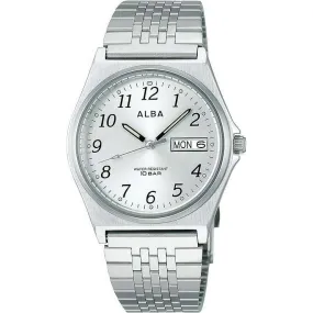 ALBA HARDLEX ANALOG DAY-DATE SILVER STRAP MEN WATCH AIGT004