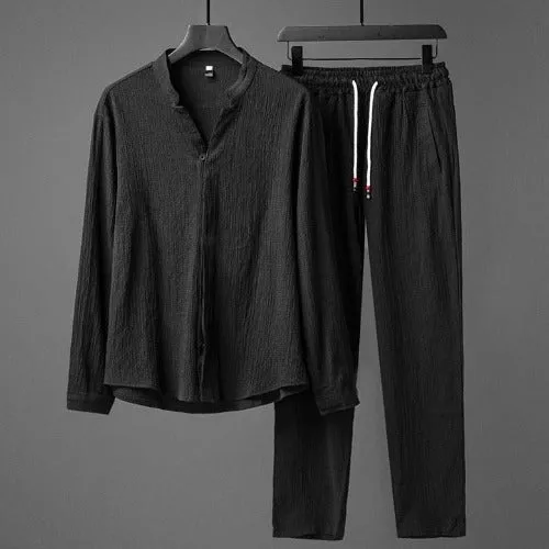 Summer Man Shirts Pants Two Piece Set