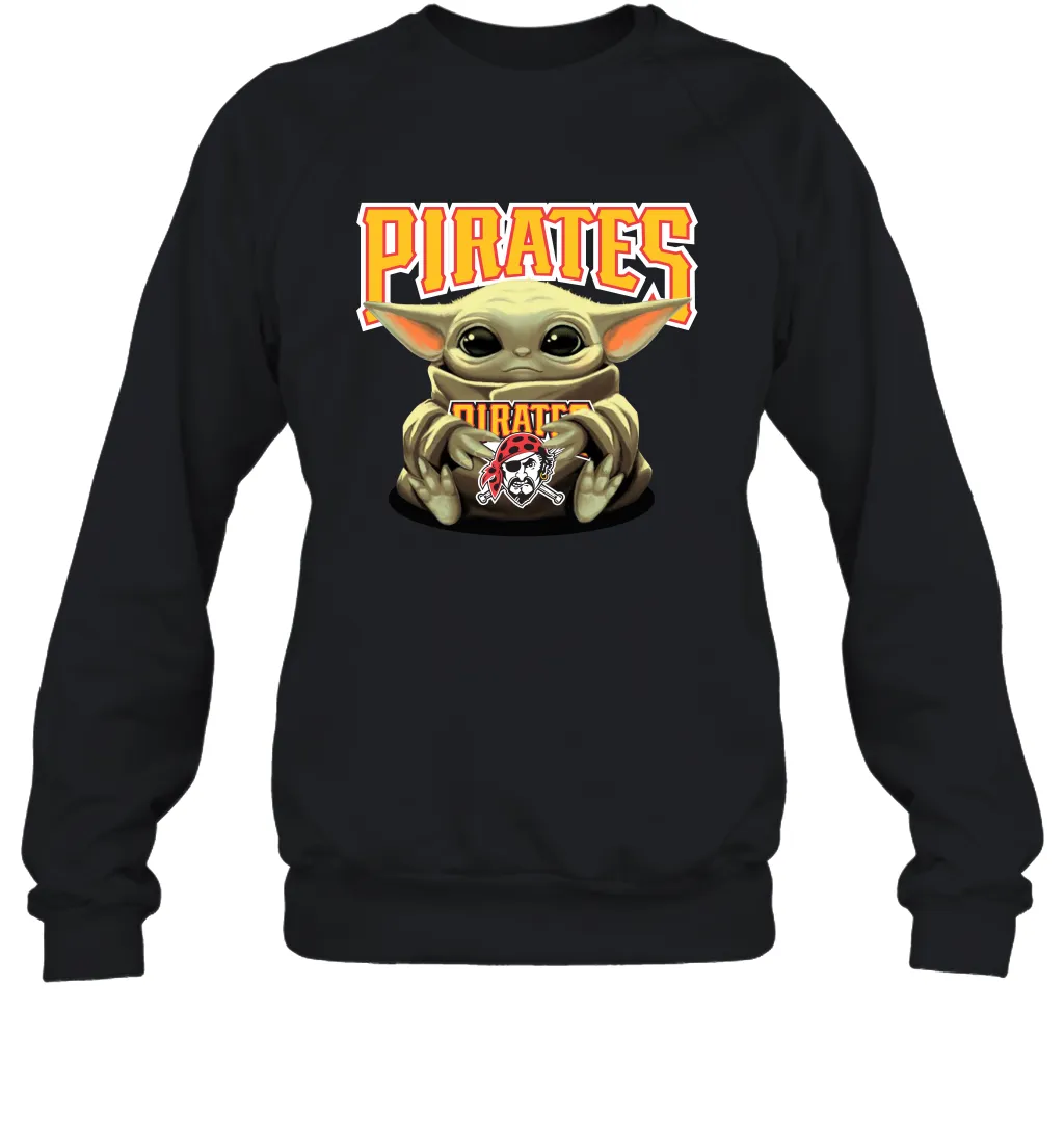 Baby Yoda Hugs Loves The Pittsburgh Pirates Baseball Adult Sweatshirt