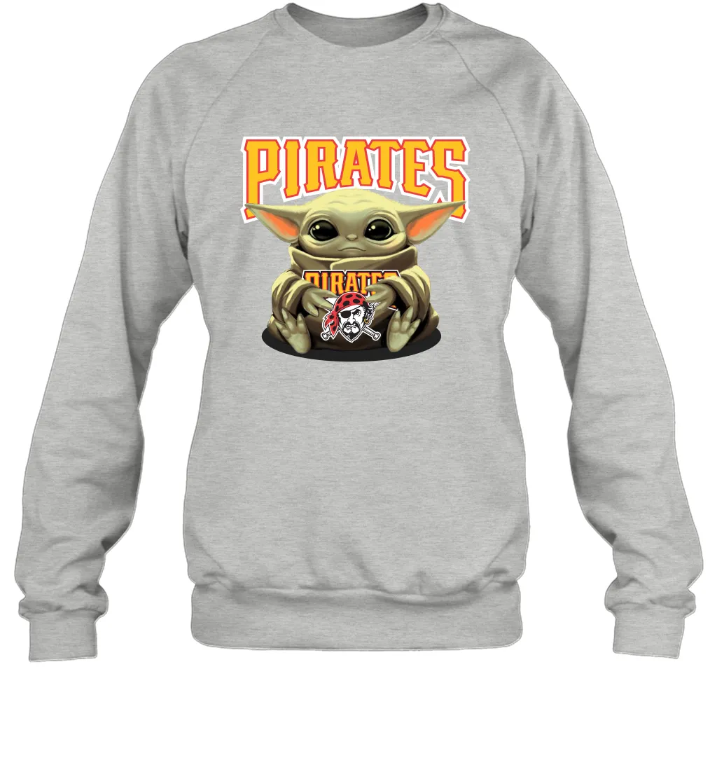 Baby Yoda Hugs Loves The Pittsburgh Pirates Baseball Adult Sweatshirt