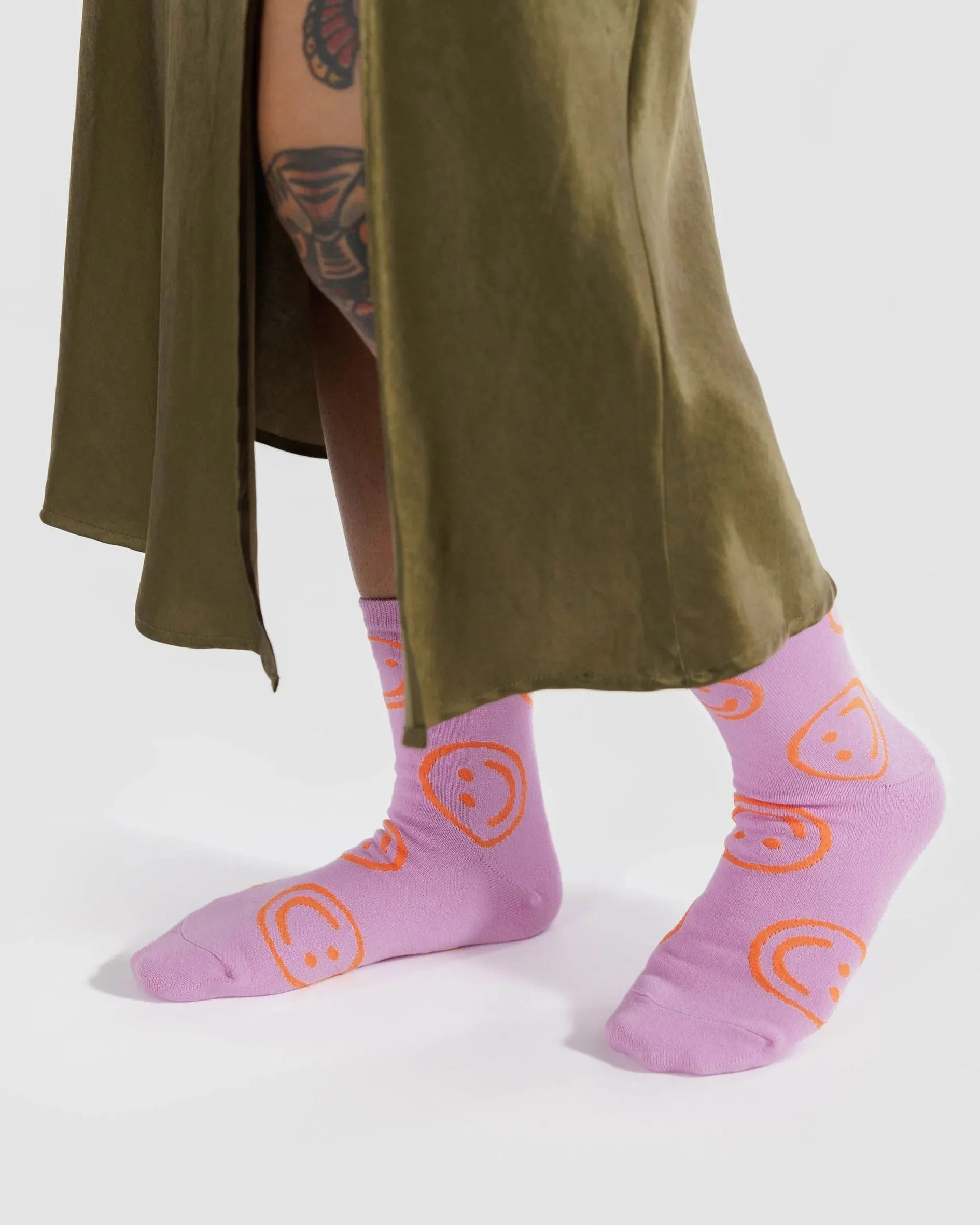 Baggu - Peony Happy - Crew Sock