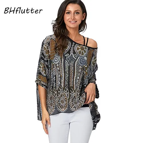 BHflutter 4XL 5XL 6XL Plus Size Blouse Shirt