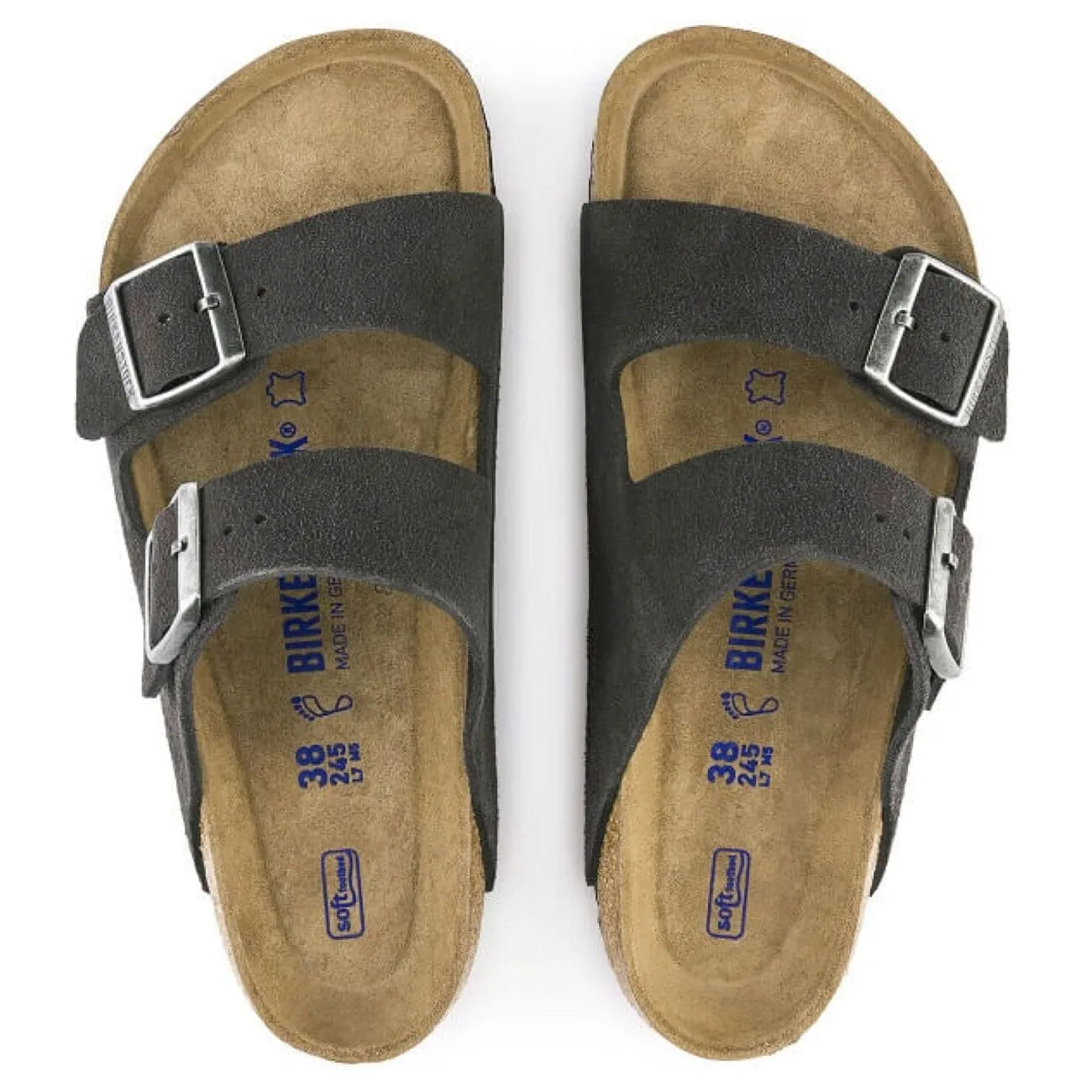 Birkenstock Arizona SFB Velvet Grey Suede Leather Regular Fit