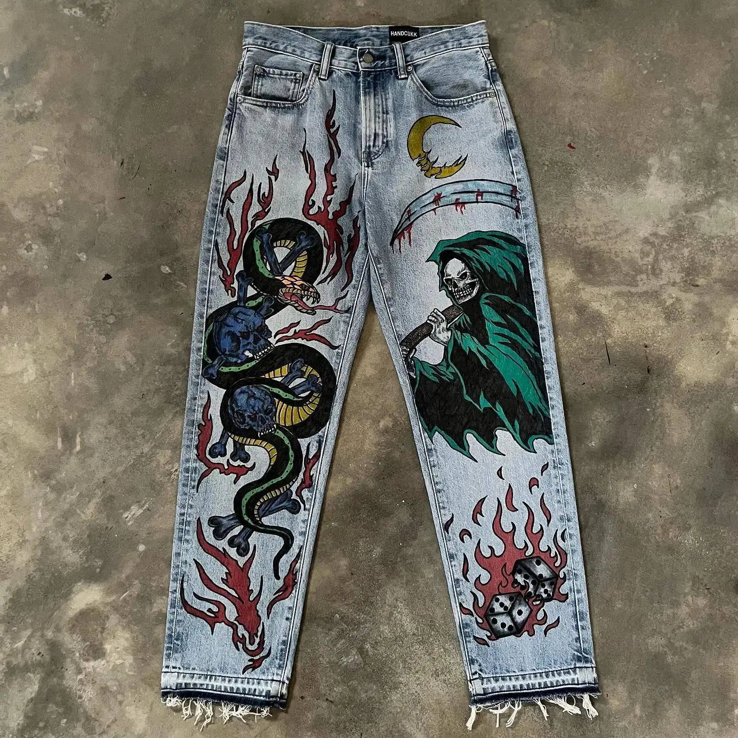 Hip Hop Death Anime Graphic Baggy Jeans Jeans Harajuku Denim Y2k Pants Men Women Goth New High Waist Wide Trousers