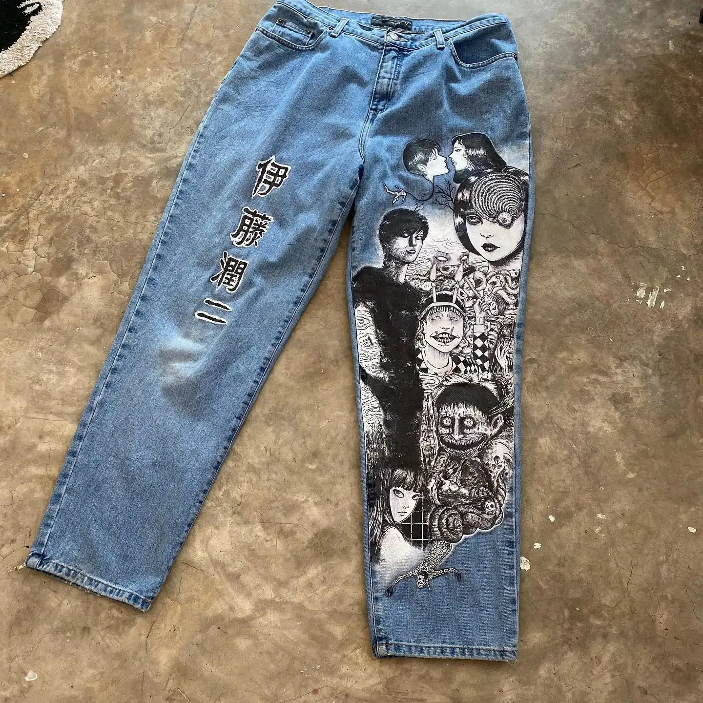 Hip Hop Death Anime Graphic Baggy Jeans Jeans Harajuku Denim Y2k Pants Men Women Goth New High Waist Wide Trousers