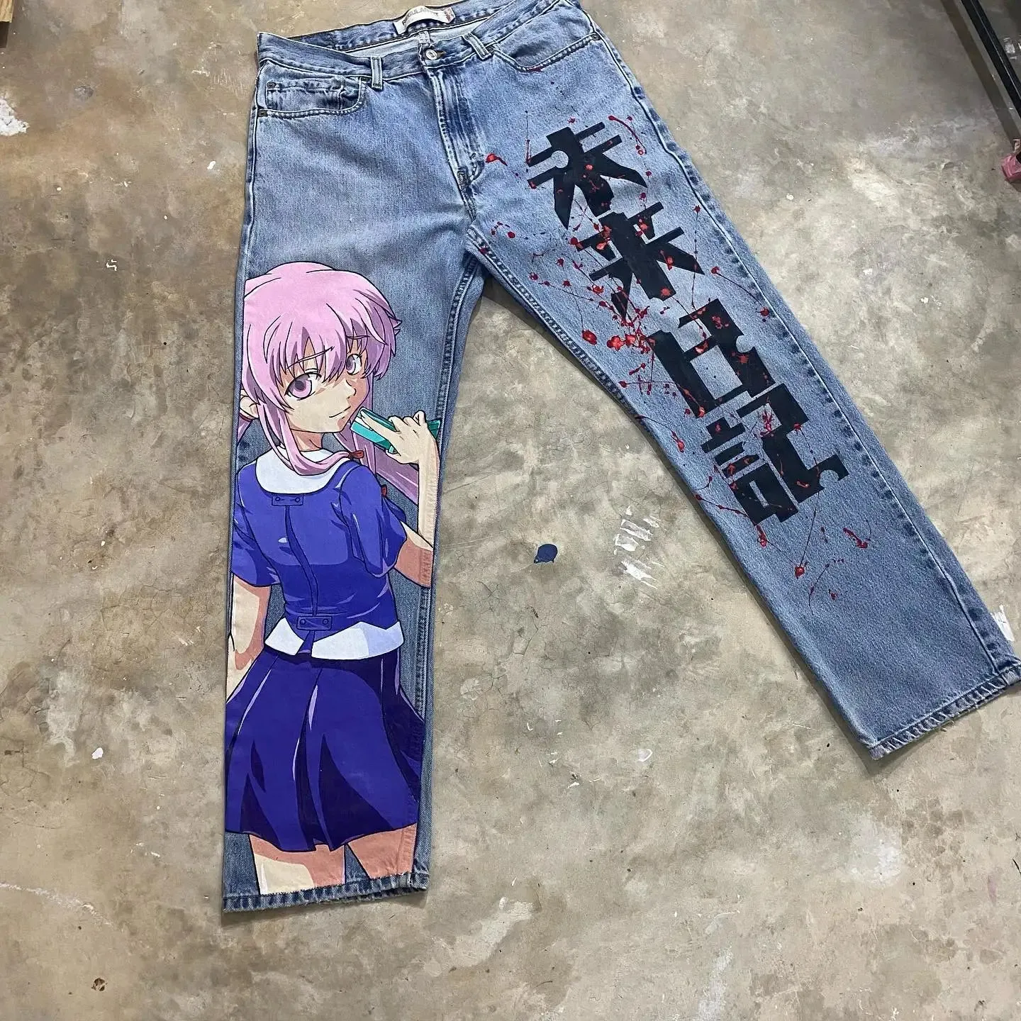 Hip Hop Death Anime Graphic Baggy Jeans Jeans Harajuku Denim Y2k Pants Men Women Goth New High Waist Wide Trousers