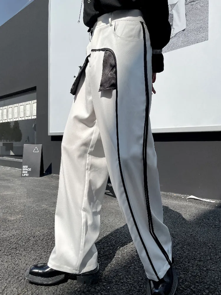 Black White Contrast Casual Pants