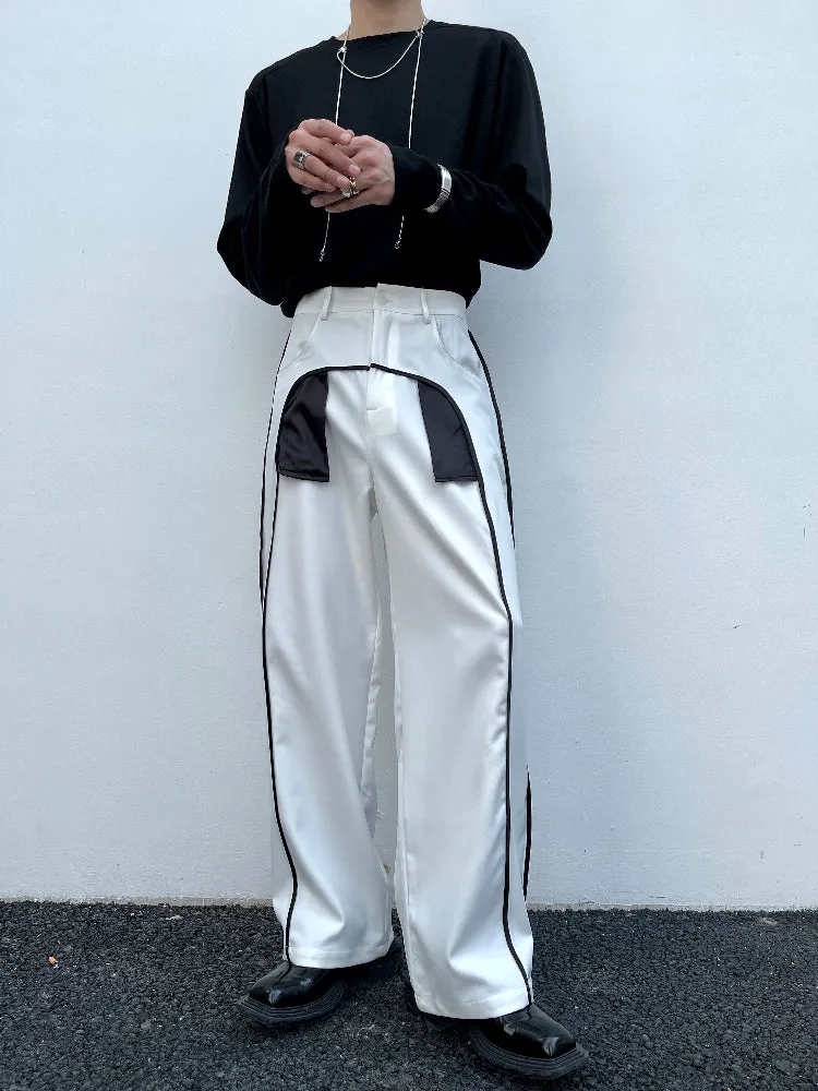 Black White Contrast Casual Pants