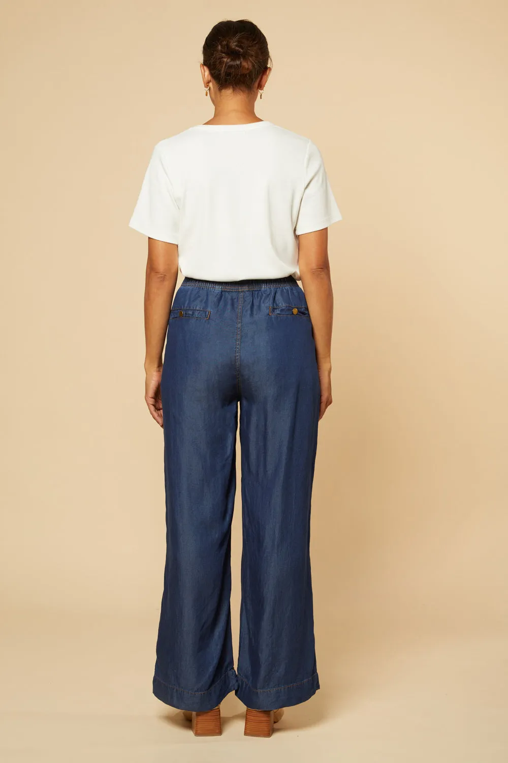 Breezy Relaxed Tencel Pant in Dark Wash