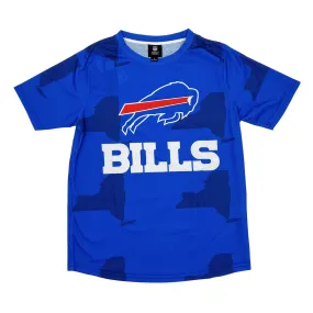 Buffalo Bills Big Logo and NYS Royal Rash Guard Short Sleeve Shirt