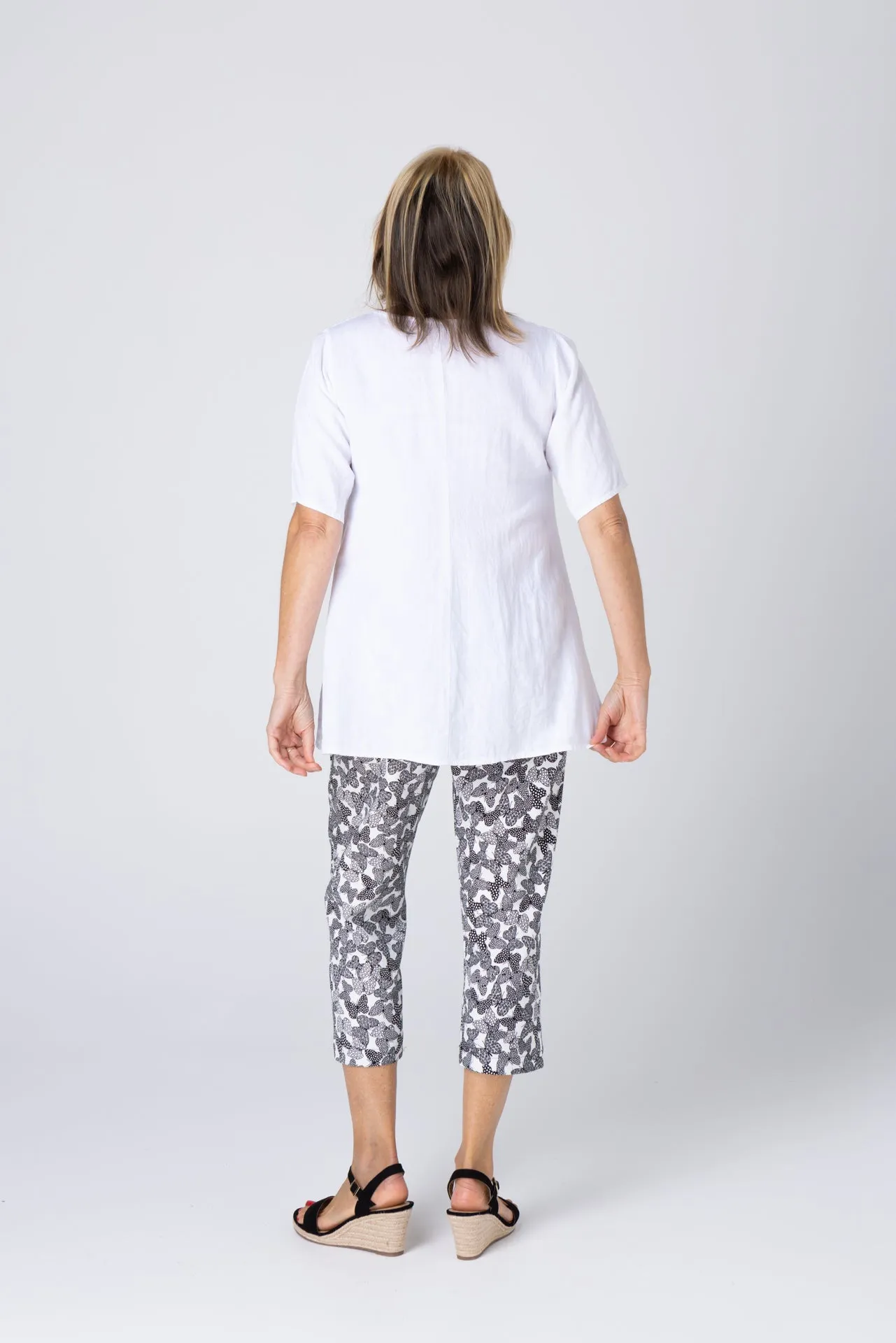 Butterfly Stretch Cotton Pique Capri pants