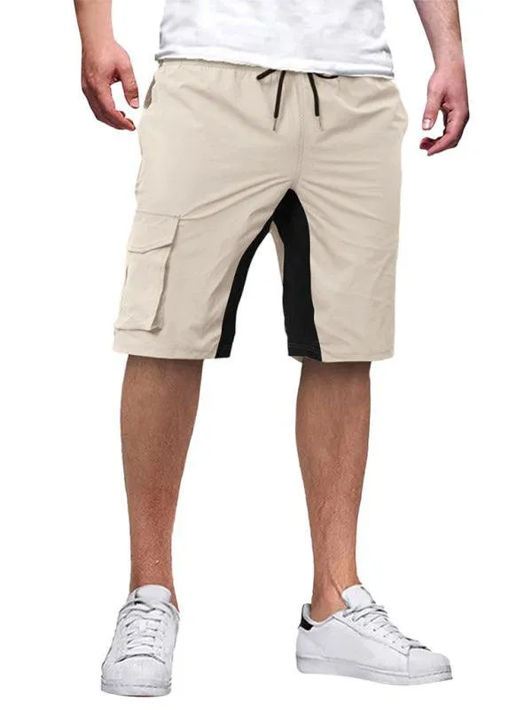 Solid Drawstring Men Cargo Shorts