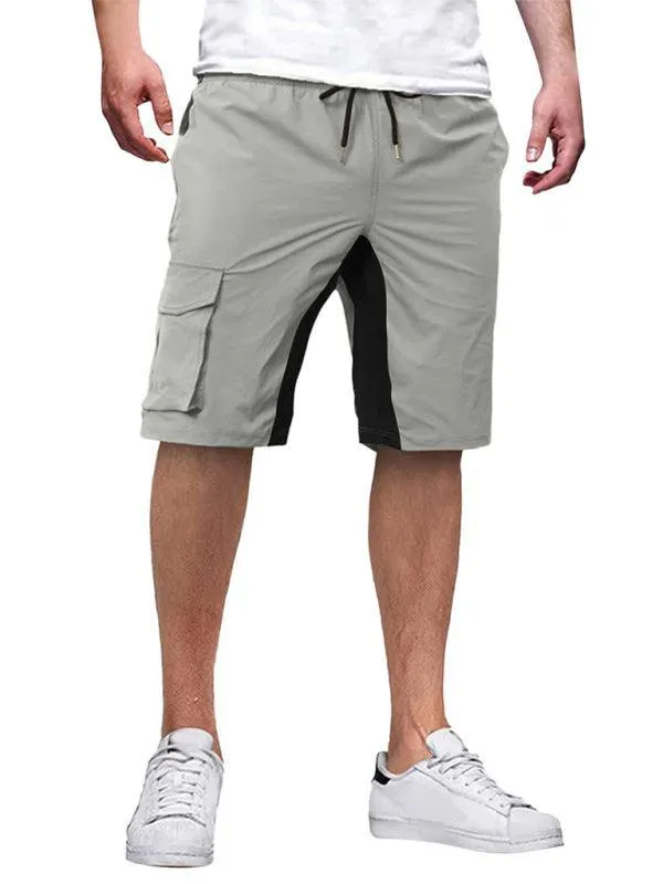 Solid Drawstring Men Cargo Shorts