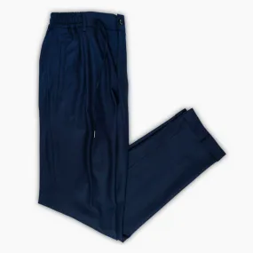 Chandler easy drawnstring pants in soft stretch cashmere flannel(dark blue)