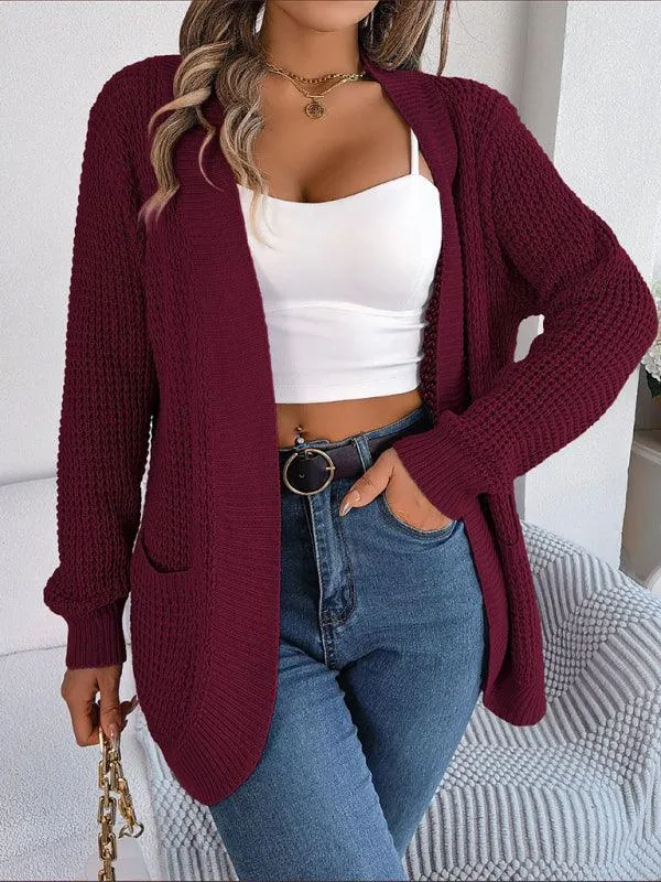 Casual Pocket Women Knitted Cardigan Sweater