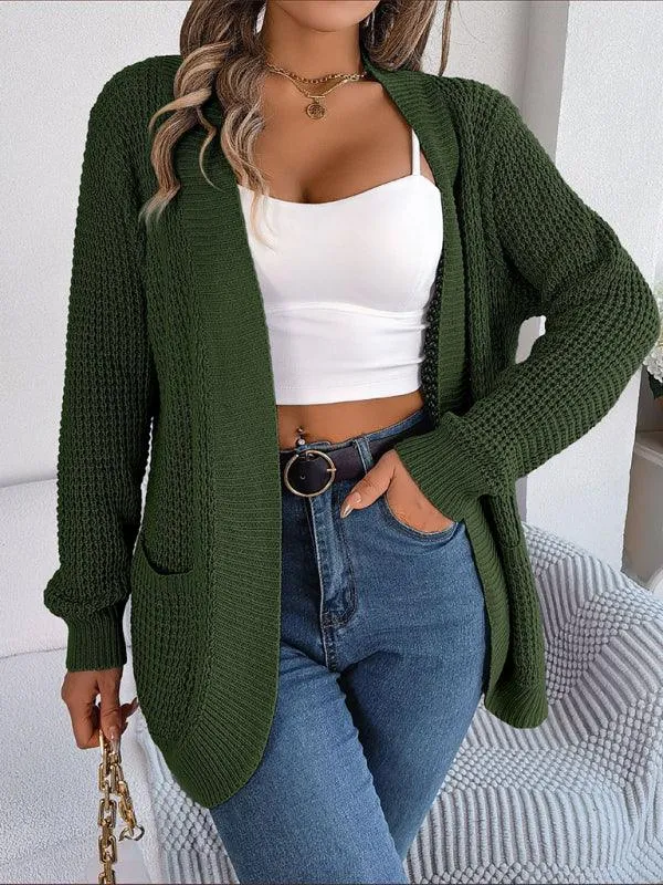 Casual Pocket Women Knitted Cardigan Sweater