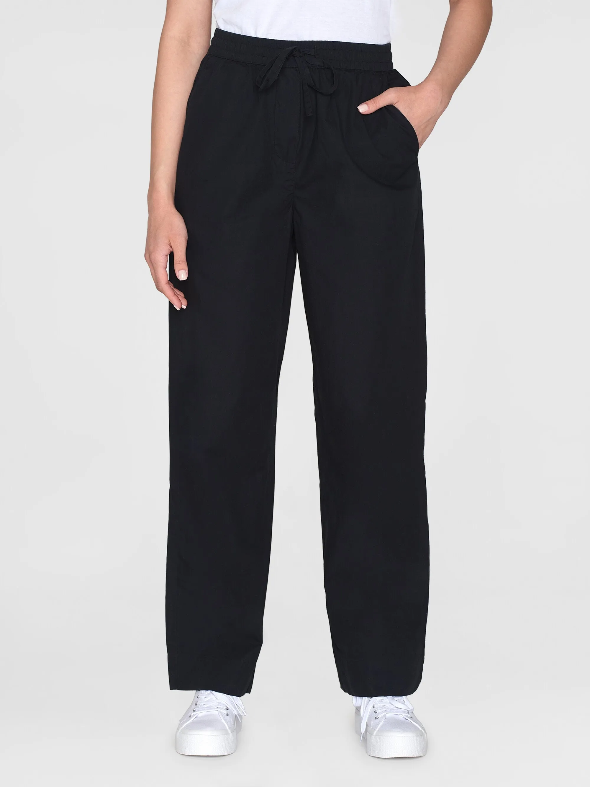 CHLOE barrel high-rise poplin elastic waistband pants - Black Jet