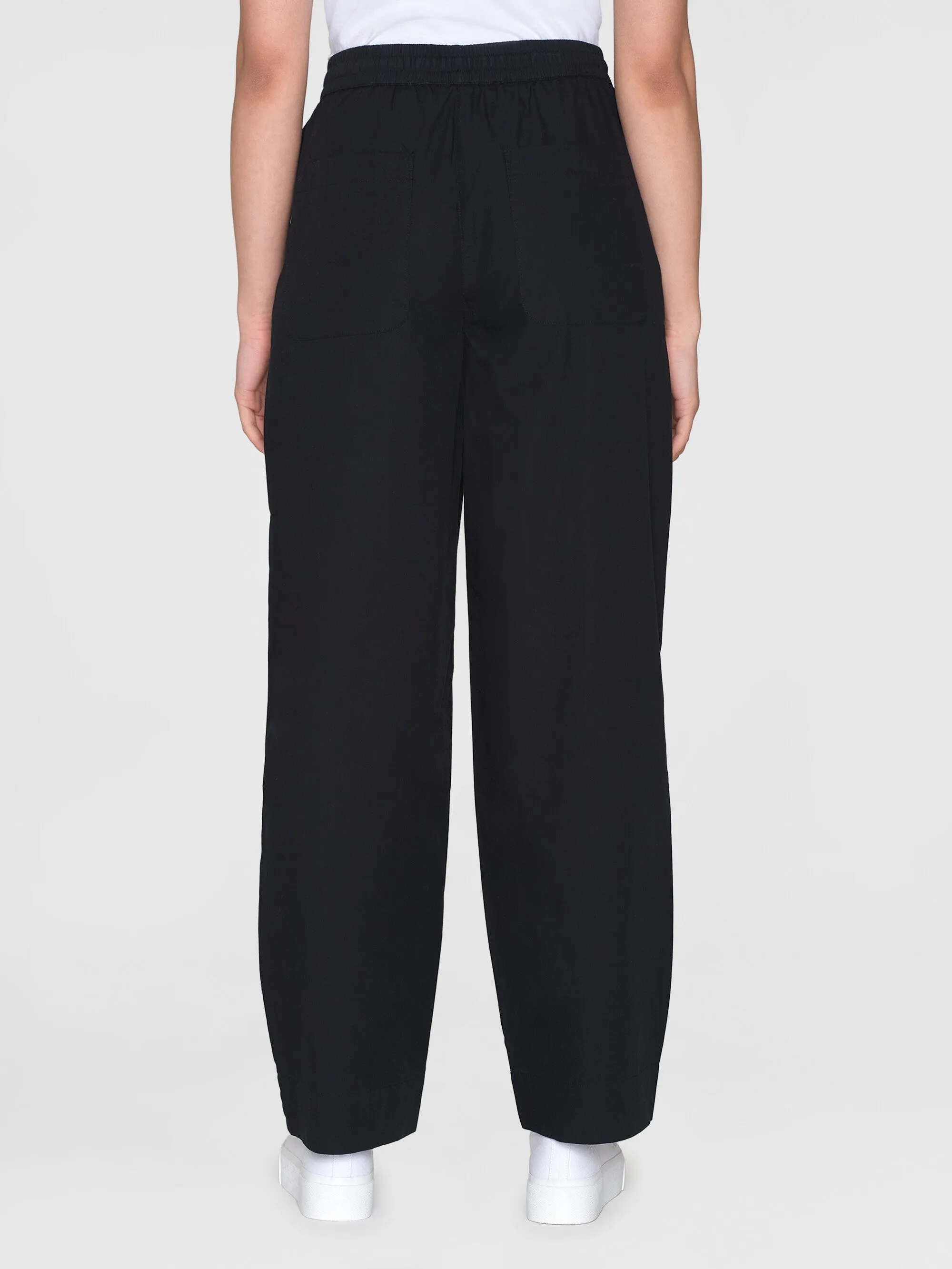 CHLOE barrel high-rise poplin elastic waistband pants - Black Jet