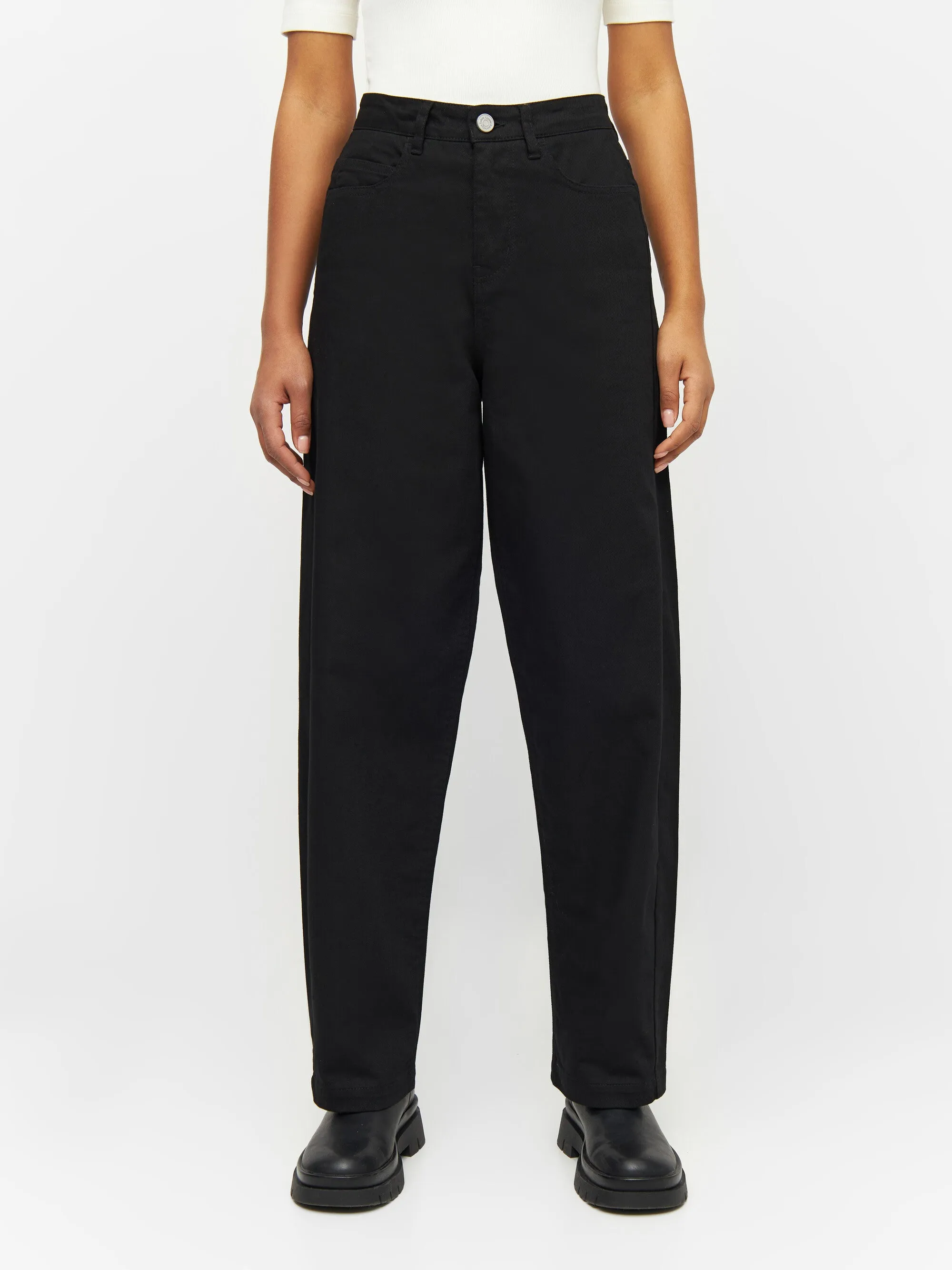 CHLOE barrel high-rise twill 5-pocket pants - Black Jet