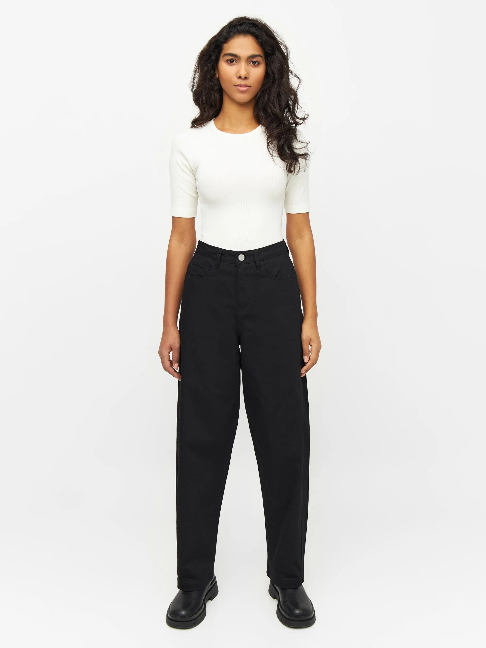 CHLOE barrel high-rise twill 5-pocket pants - Black Jet