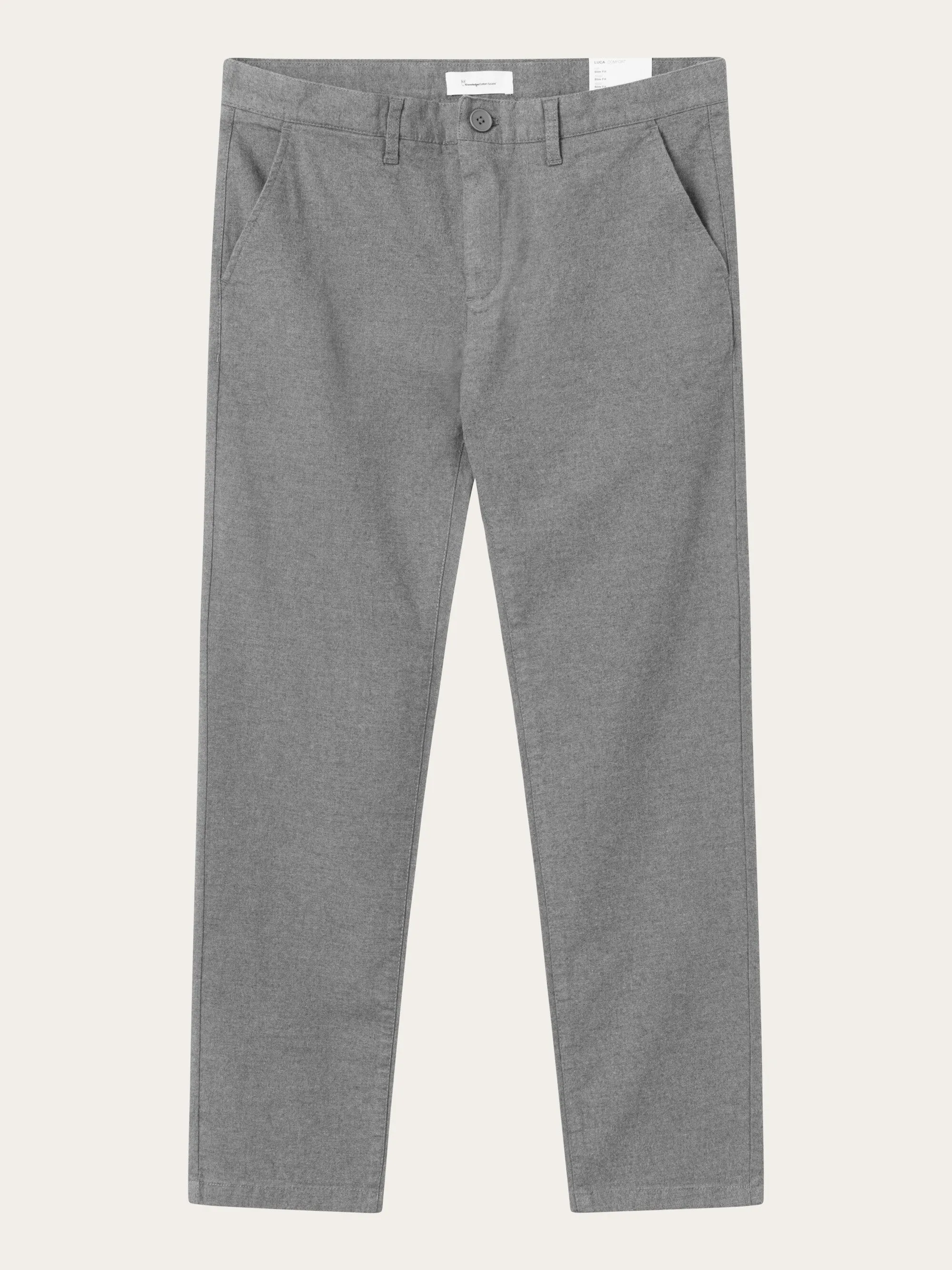 CHUCK regular flannel chino pants - Dark Grey Melange