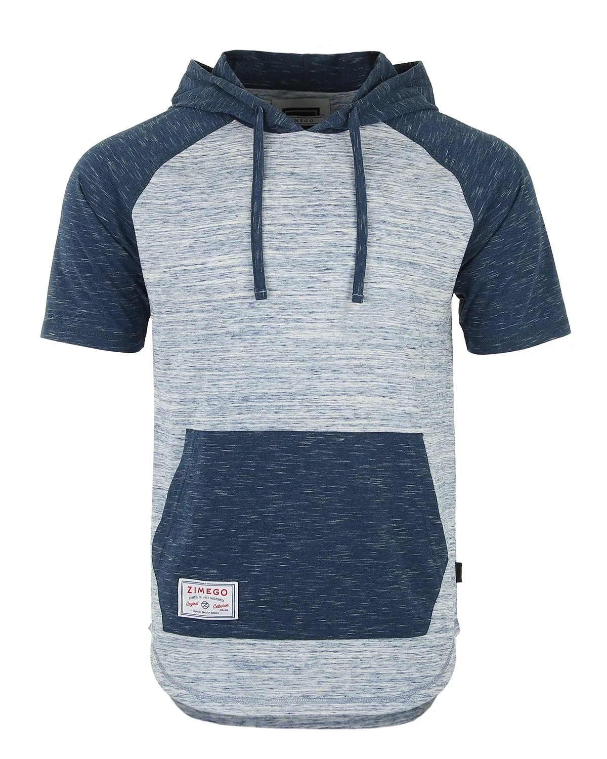 Short Sleeve Raglan Hoodie Round Bottom Semi Longline T-Shirt