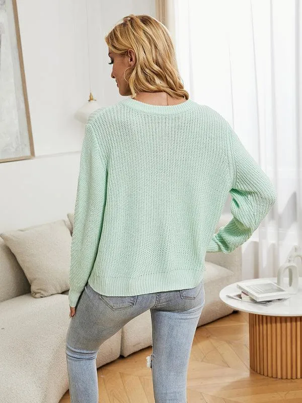 Buttoned Knit Women Cardigan Sweater