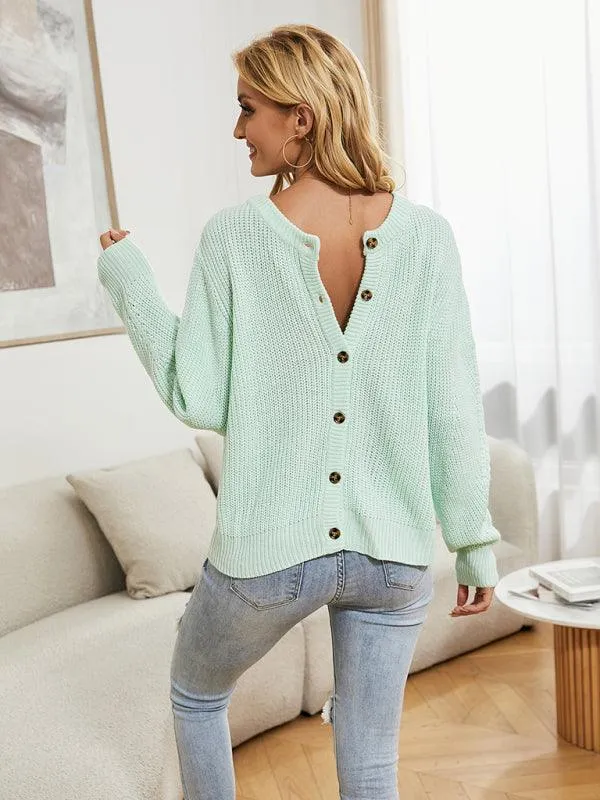 Buttoned Knit Women Cardigan Sweater