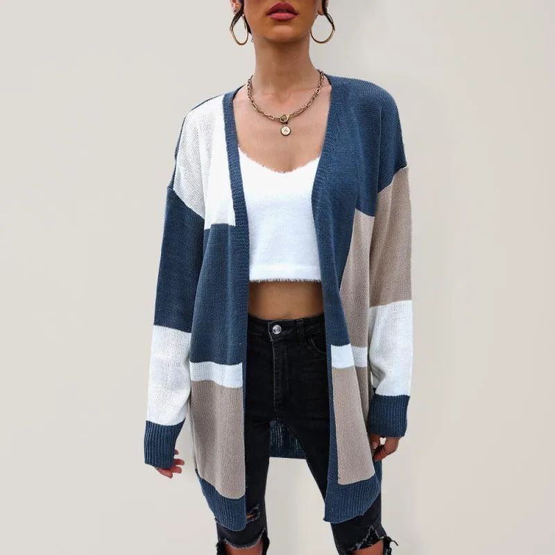 Color Block  Women Cardigan Sweater