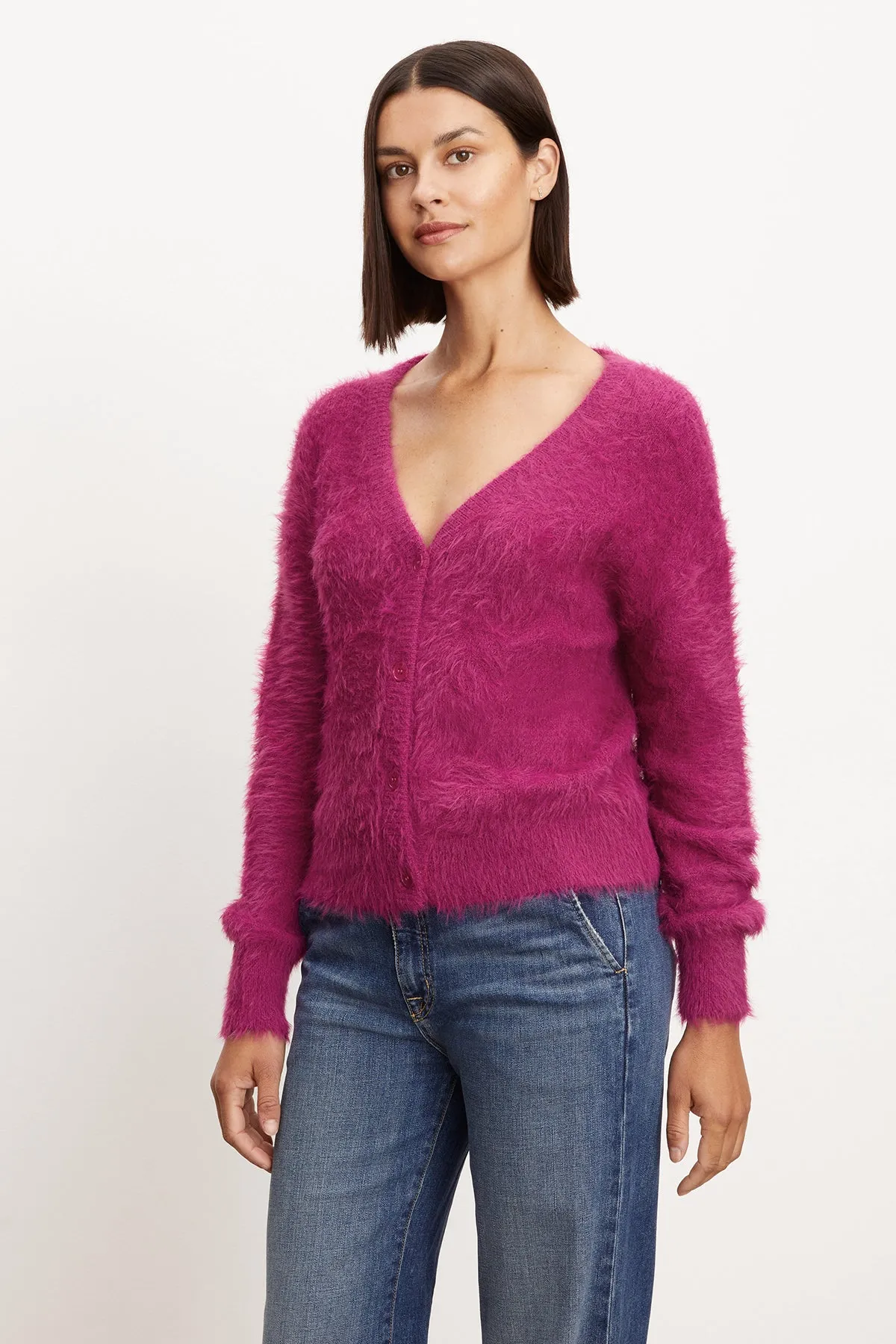 KELSEY FEATHER YARN CARDIGAN