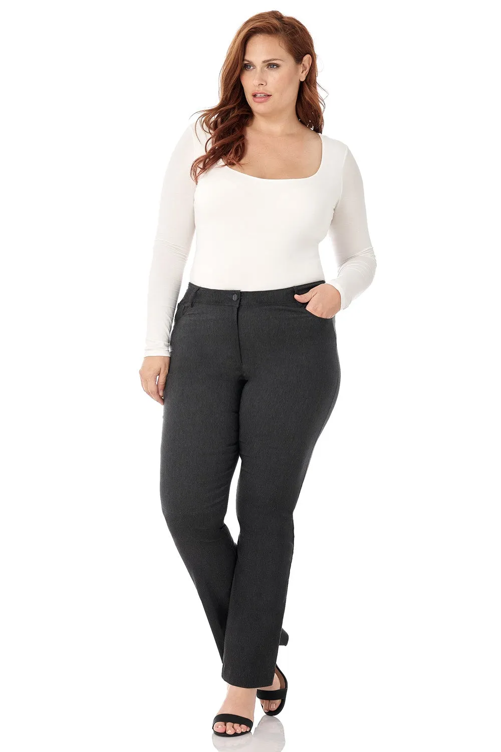 Curvy Tummy Control Pants with 5 Pockets