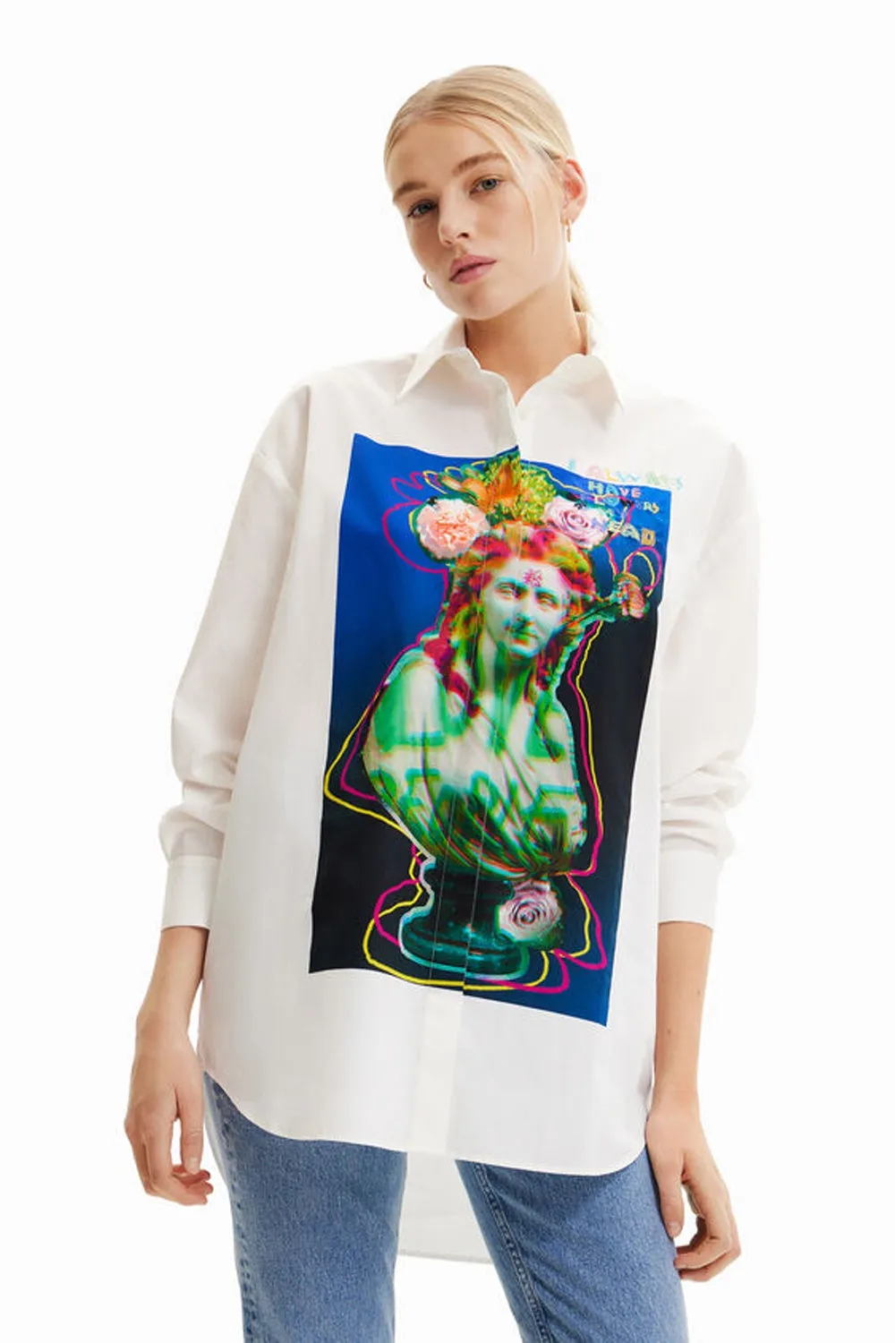 DESIGUAL OVERSIZE WHITE BUST SHIRT