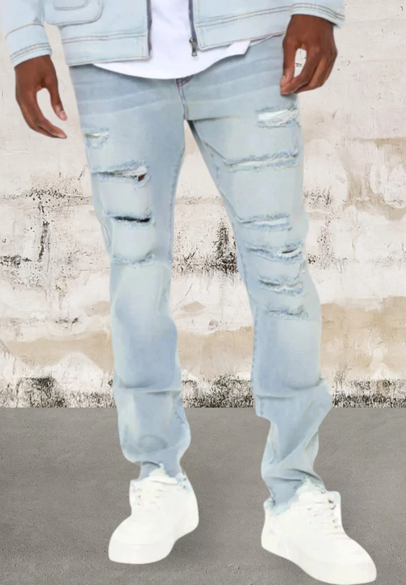 Mens ripped skinny denim jeans