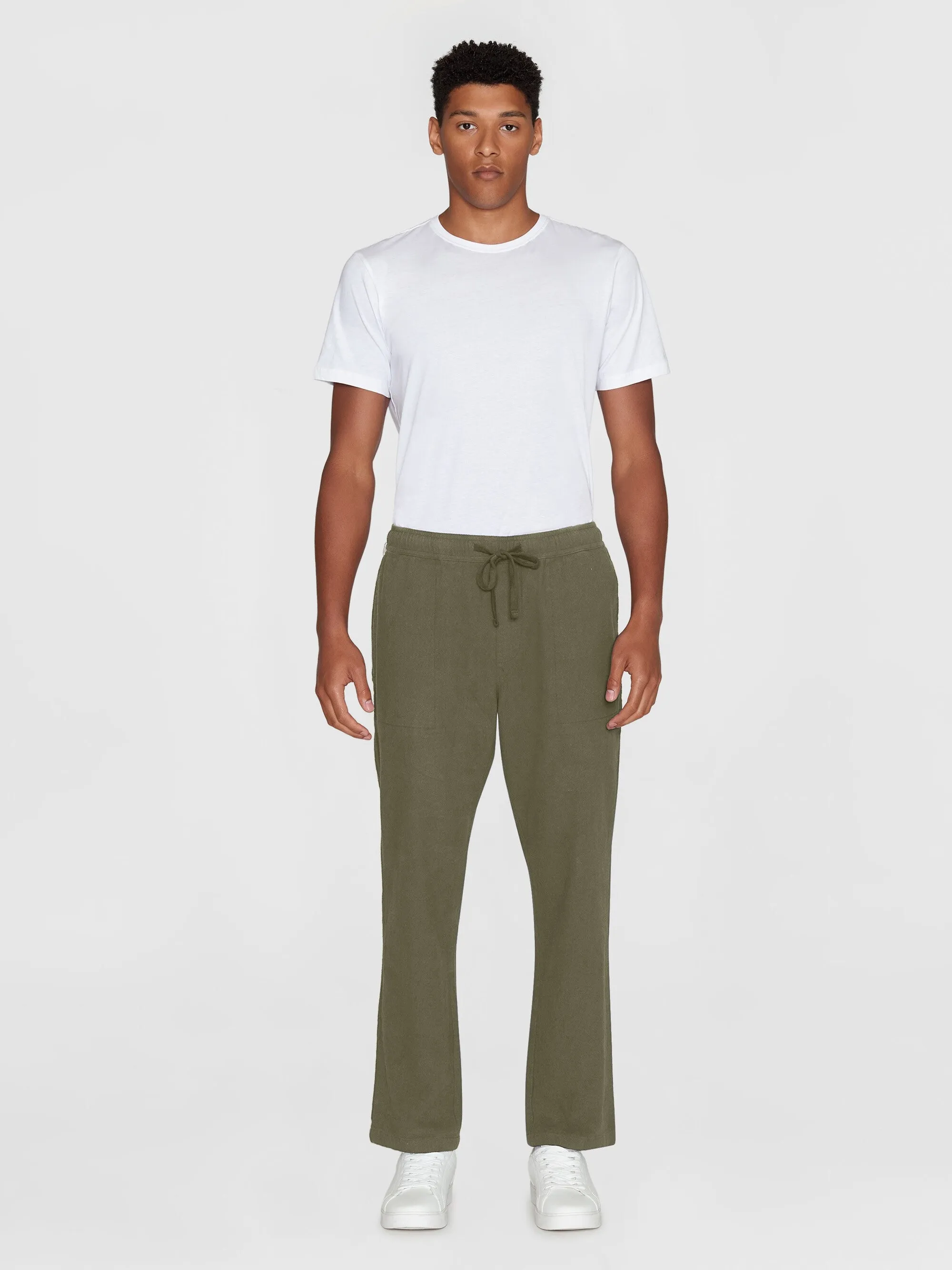 FIG loose crushed cotton pants - GOTS/Vegan - Burned Olive