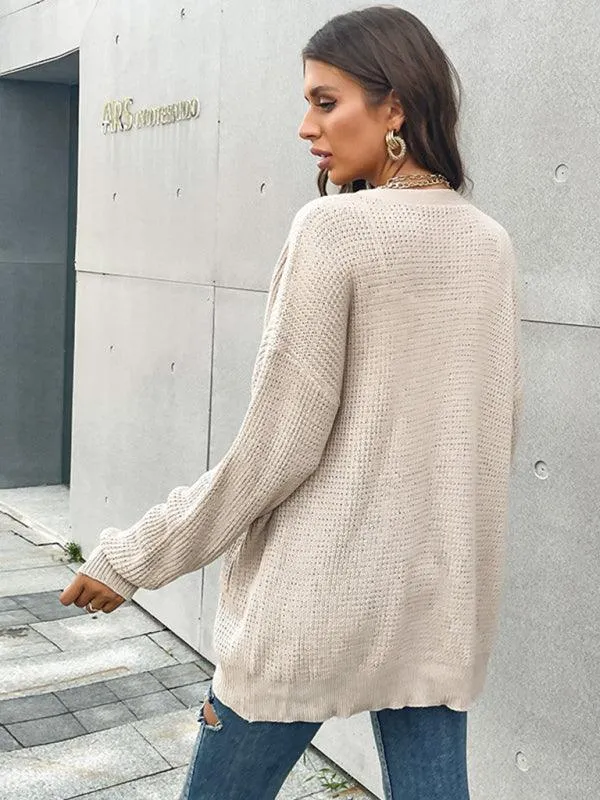 Button Pocket Women Cardigan Sweater