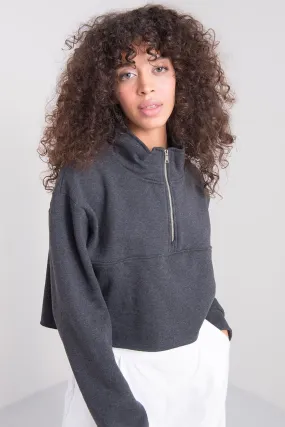 Grey 1/2 Zip Sweatshirt by Sally Fashion