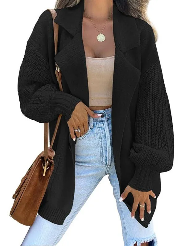 Big Collar  Women Cardigan Sweater