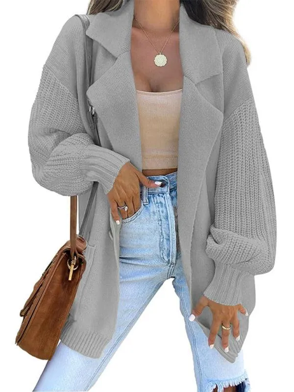 Big Collar  Women Cardigan Sweater