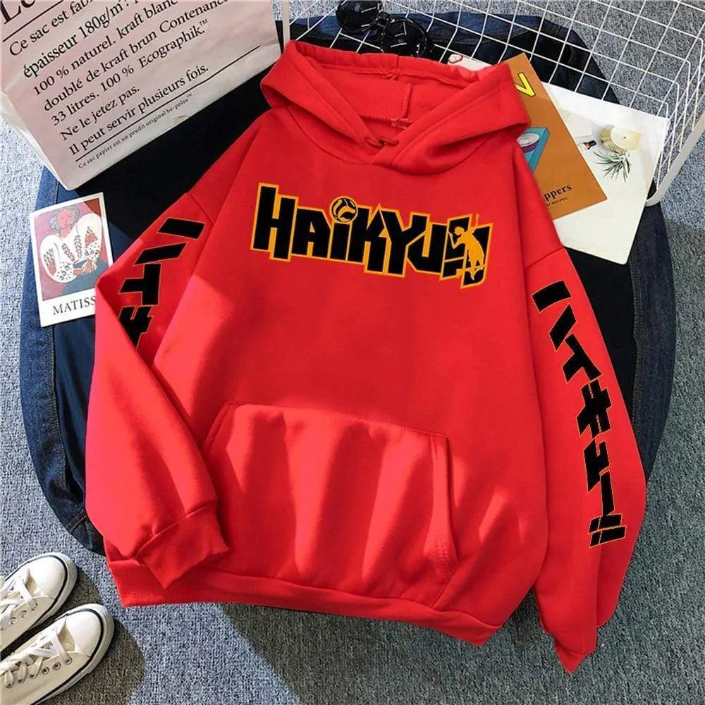 Japan Anime Haikyuu Anime Prints Hoodies Mens New Fashion Hoody Hip Hop Fleece Sweatshirts Crewneck Pullovers Cute Clothing Man