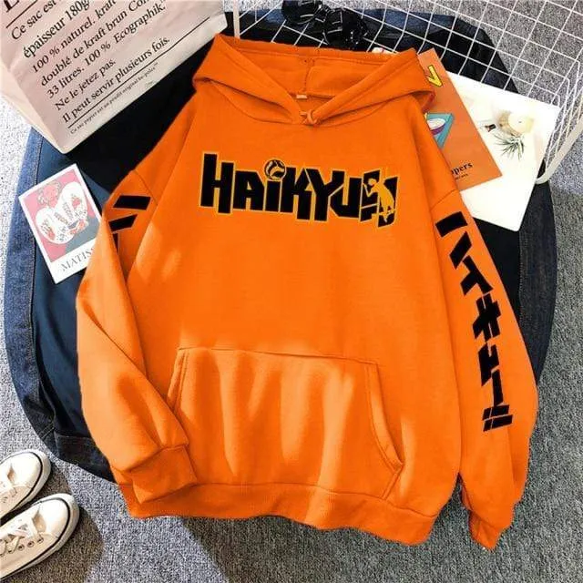 Japan Anime Haikyuu Anime Prints Hoodies Mens New Fashion Hoody Hip Hop Fleece Sweatshirts Crewneck Pullovers Cute Clothing Man