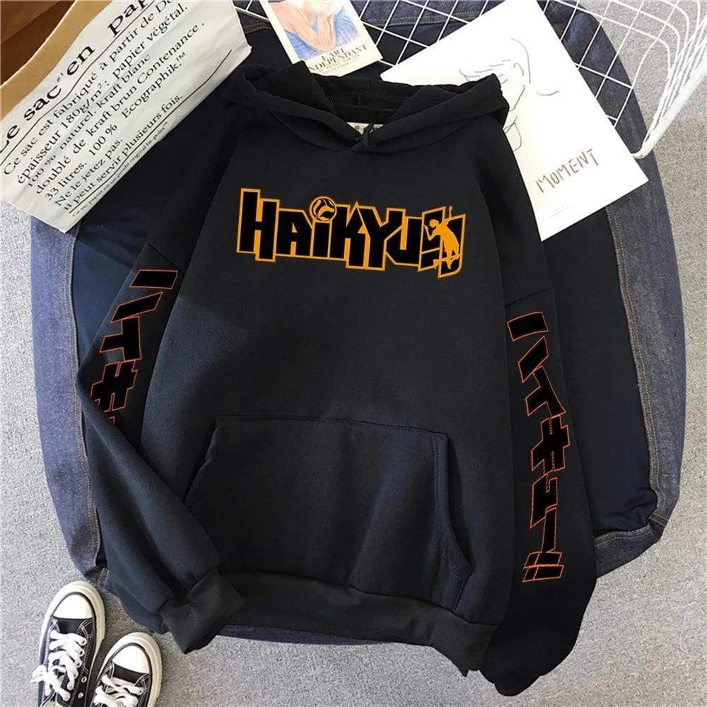 Japan Anime Haikyuu Anime Prints Hoodies Mens New Fashion Hoody Hip Hop Fleece Sweatshirts Crewneck Pullovers Cute Clothing Man