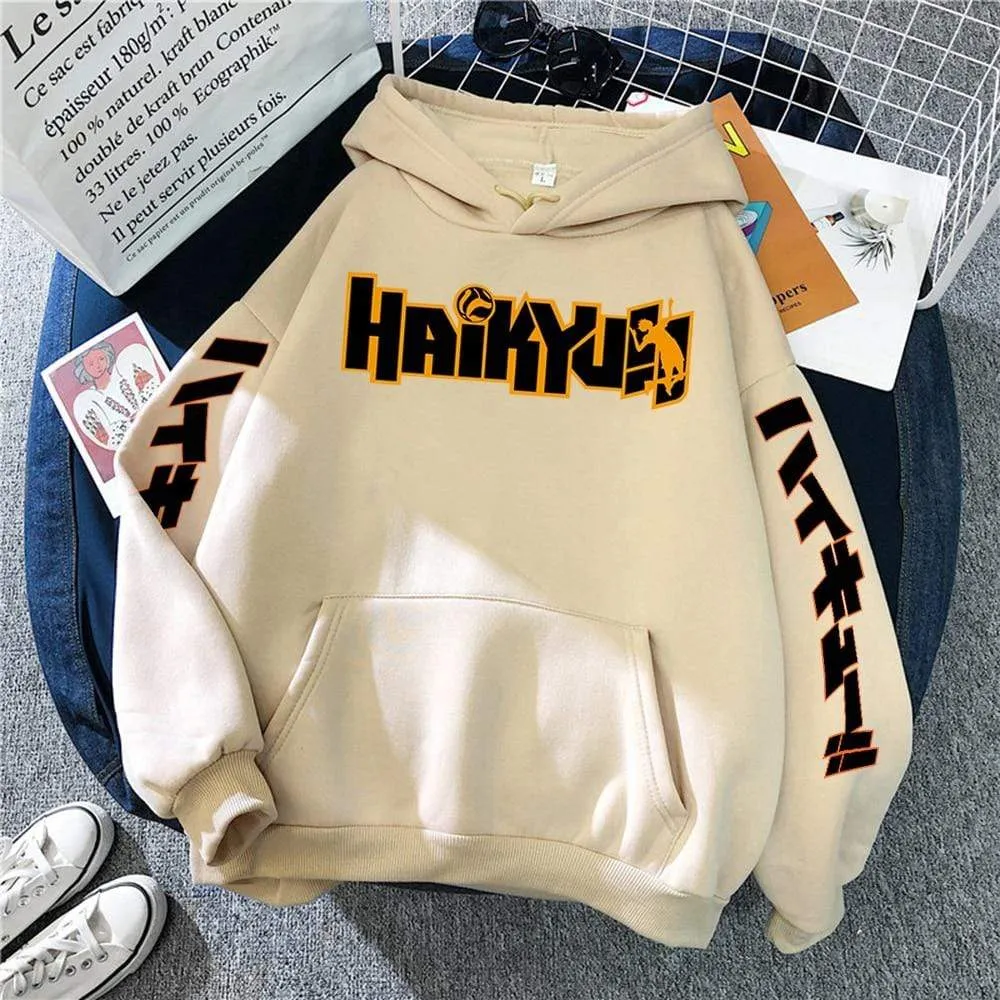 Japan Anime Haikyuu Anime Prints Hoodies Mens New Fashion Hoody Hip Hop Fleece Sweatshirts Crewneck Pullovers Cute Clothing Man