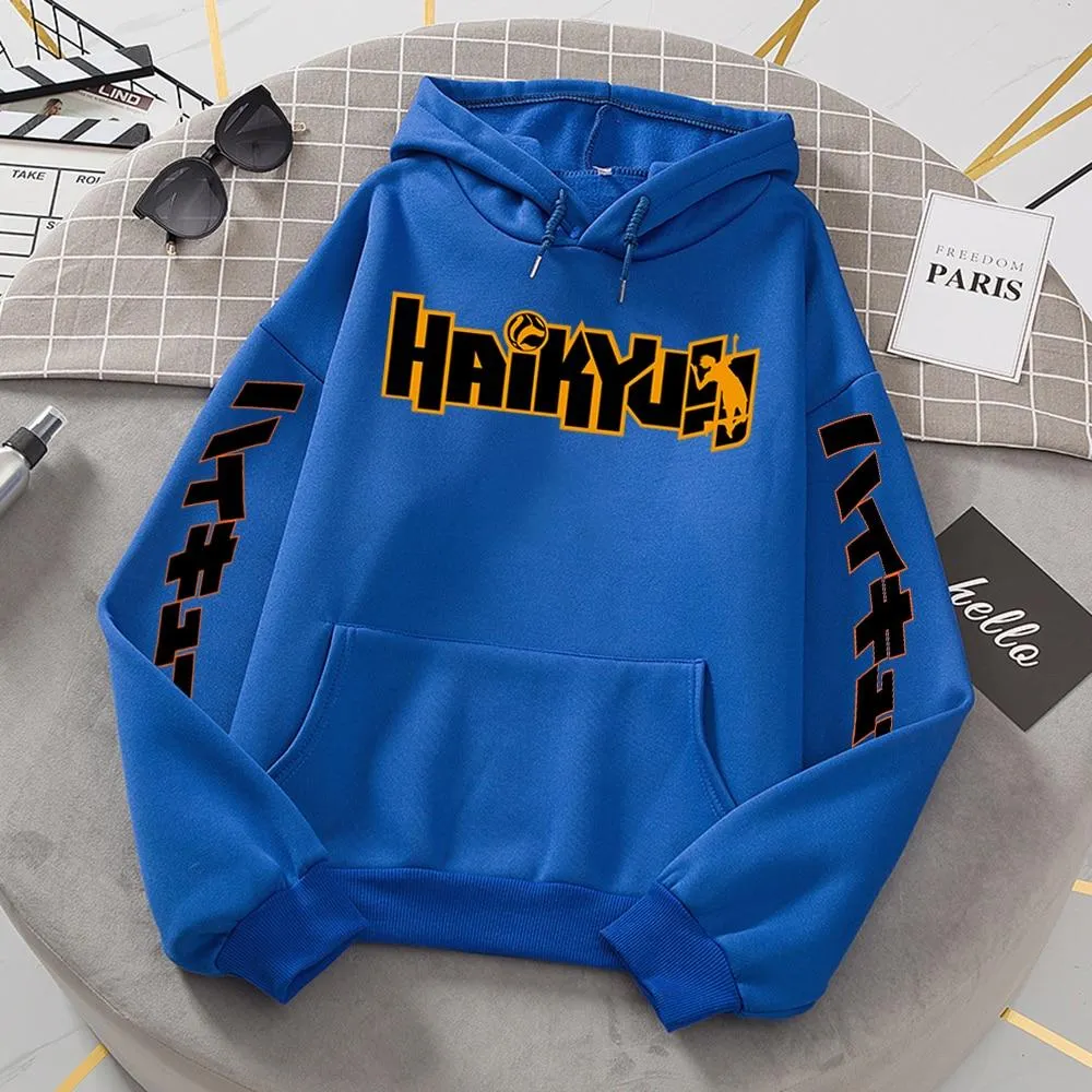 Japan Anime Haikyuu Anime Prints Hoodies Mens New Fashion Hoody Hip Hop Fleece Sweatshirts Crewneck Pullovers Cute Clothing Man