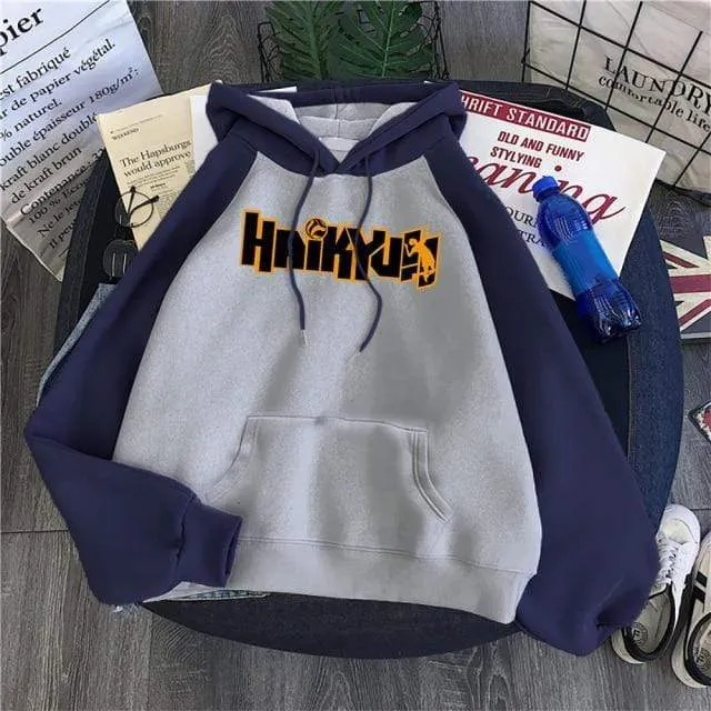 Japan Anime Haikyuu Anime Prints Hoodies Mens New Fashion Hoody Hip Hop Fleece Sweatshirts Crewneck Pullovers Cute Clothing Man