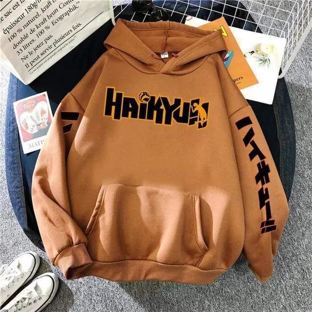 Japan Anime Haikyuu Anime Prints Hoodies Mens New Fashion Hoody Hip Hop Fleece Sweatshirts Crewneck Pullovers Cute Clothing Man