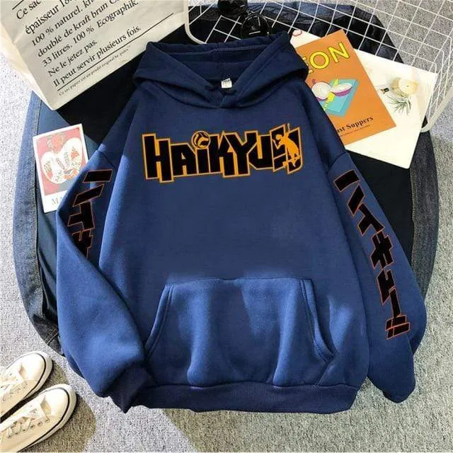 Japan Anime Haikyuu Anime Prints Hoodies Mens New Fashion Hoody Hip Hop Fleece Sweatshirts Crewneck Pullovers Cute Clothing Man