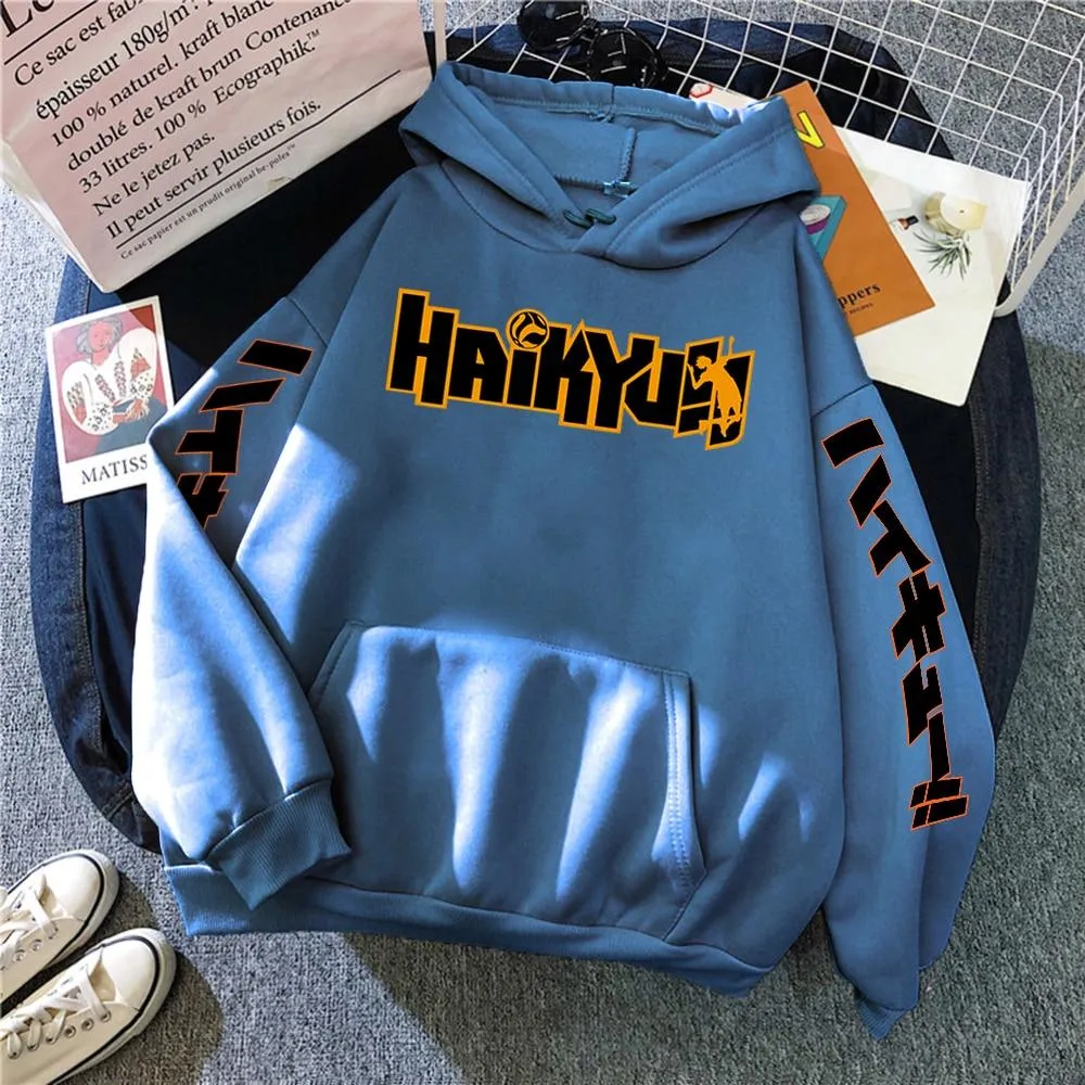 Japan Anime Haikyuu Anime Prints Hoodies Mens New Fashion Hoody Hip Hop Fleece Sweatshirts Crewneck Pullovers Cute Clothing Man