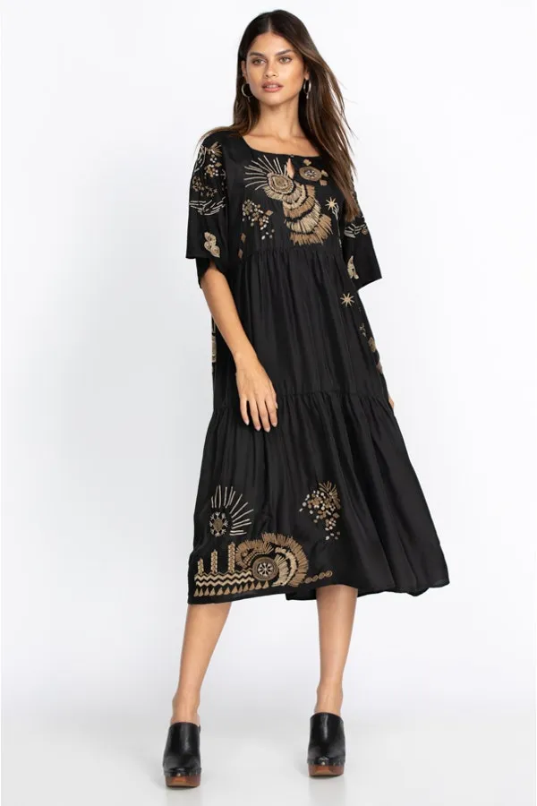 Johnny Was Antonia Raglan Tiered Silk Dress